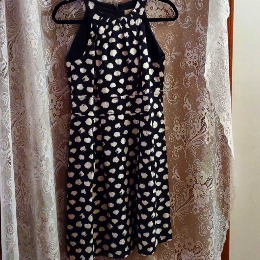 Loft Women's Size 2‎ classic dress navy cream geometric sleeveless lined